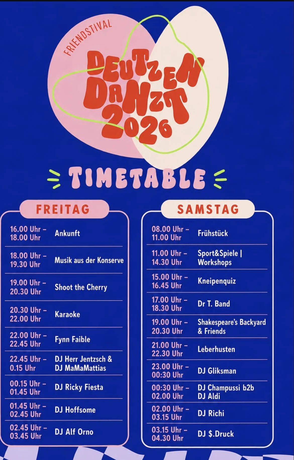 Original-Timetable des Friendsivals 2026